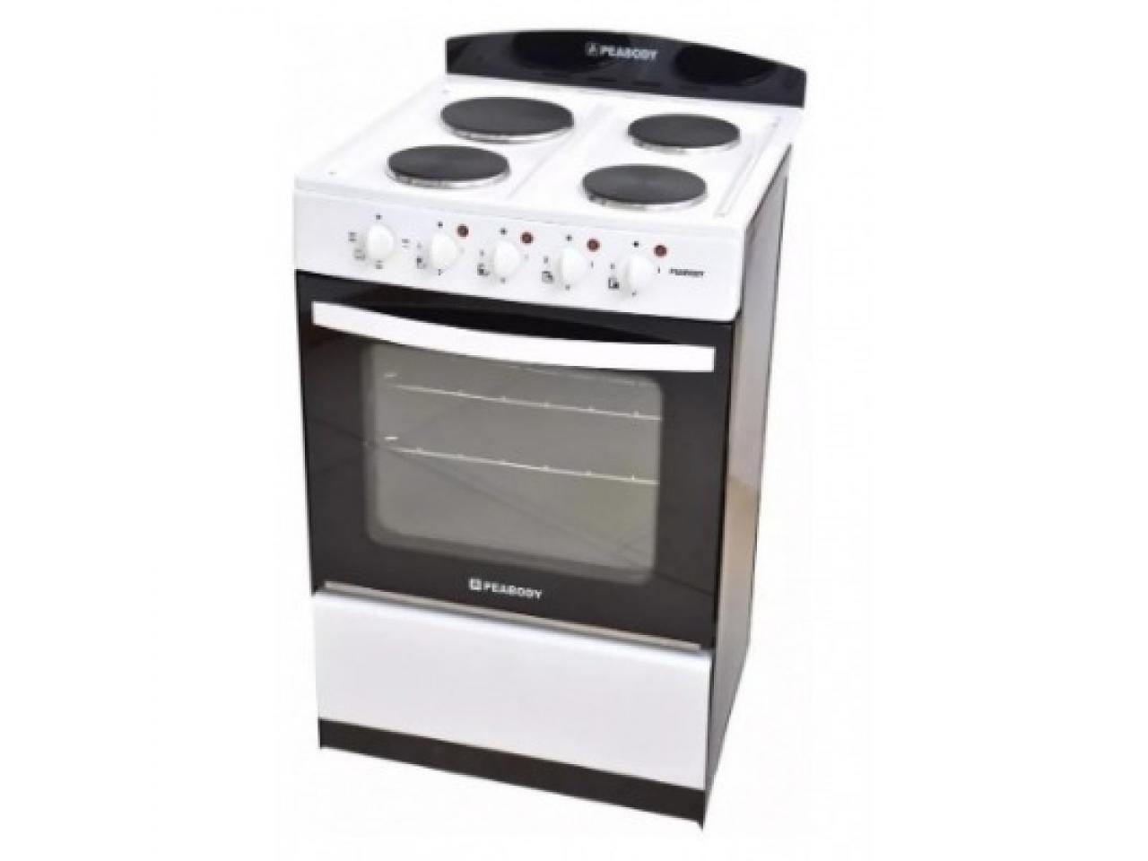 COCINA ELECTRICA PEABODY 56CM 4 HORNALLAS-GRILL BLANCA