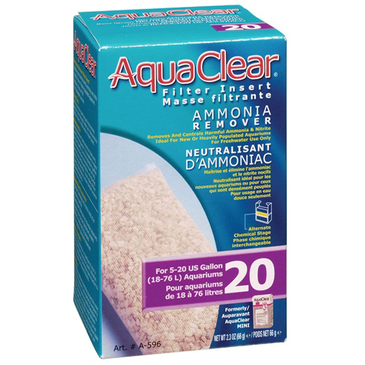 HAGEN AQUACLEAR 20 REPUESTO AMONIA 66 G.