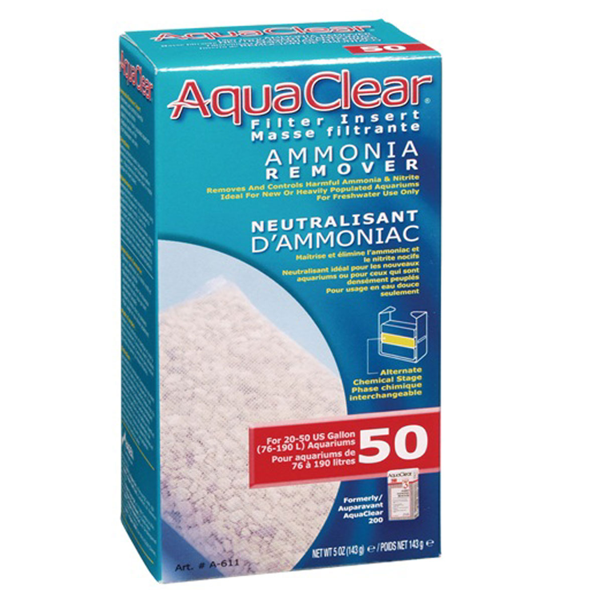 HAGEN AQUACLEAR 50 REPUESTO AMONIA 143 G.
