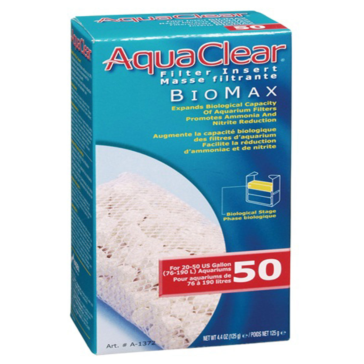 HAGEN AQUACLEAR 50 REPUESTO BIOMAX 125 G.