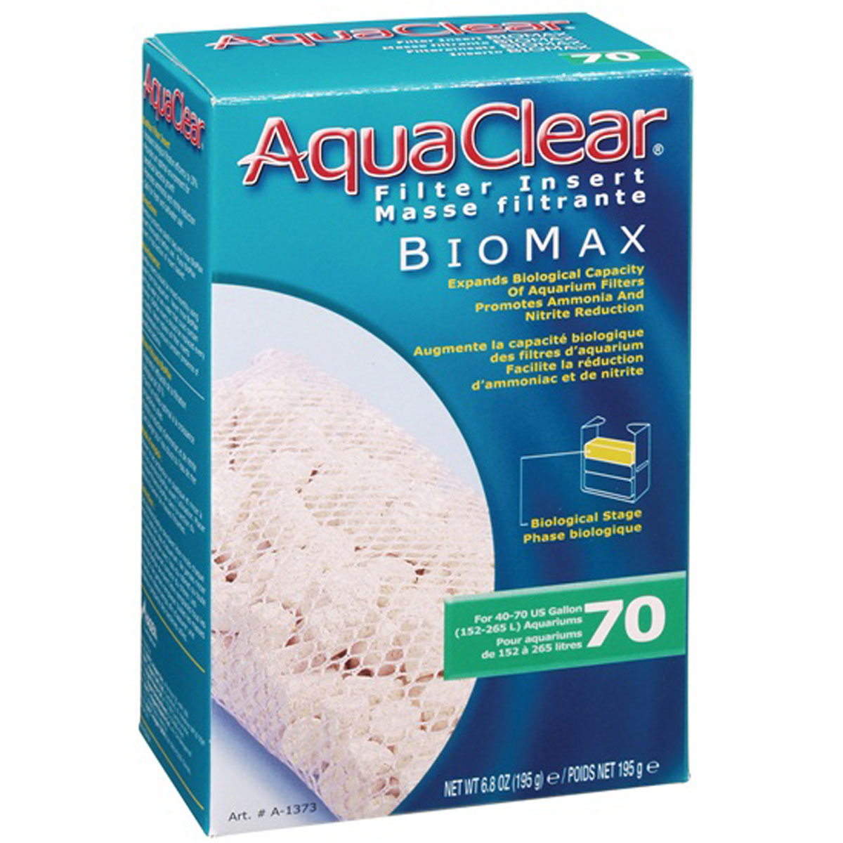 HAGEN AQUACLEAR 70 REPUESTO BIOMAX 195 G.