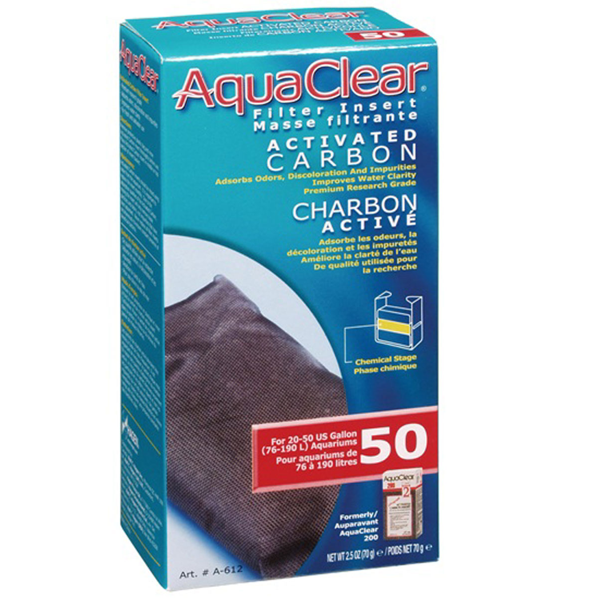 HAGEN AQUACLEAR 50 REPUESTO CARBON 70 G