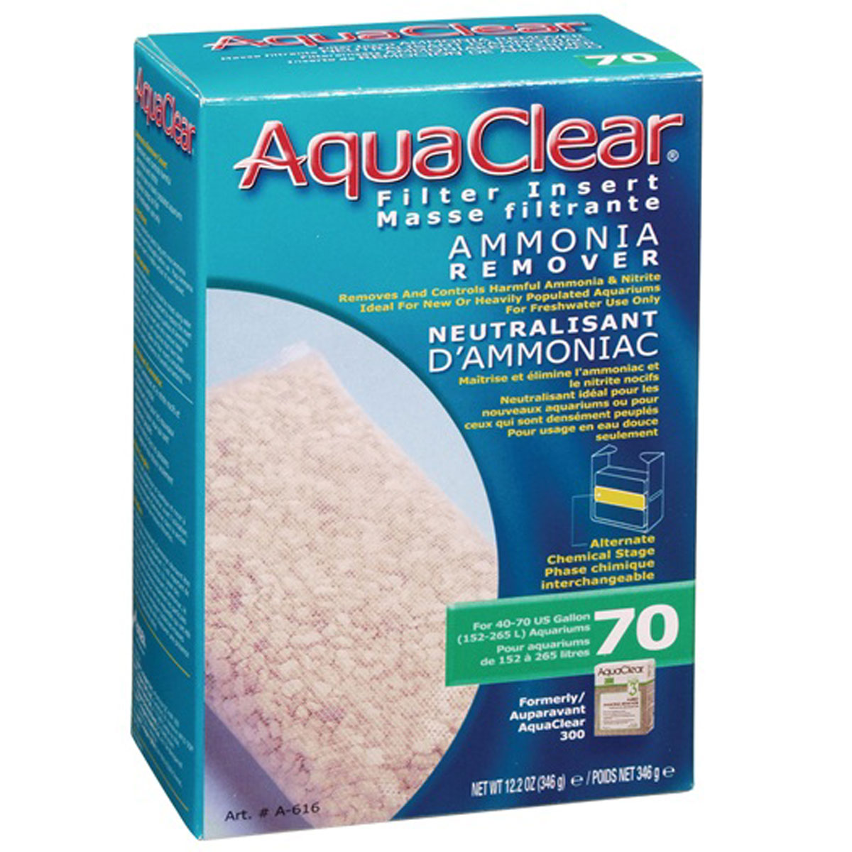 HAGEN AQUACLEAR 70 REPUESTO AMONIA 346 G.