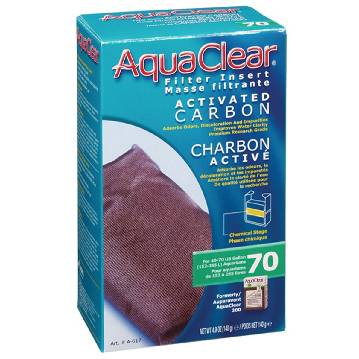 HAGEN AQUACLEAR 70 REPUESTO CARBON 140 G