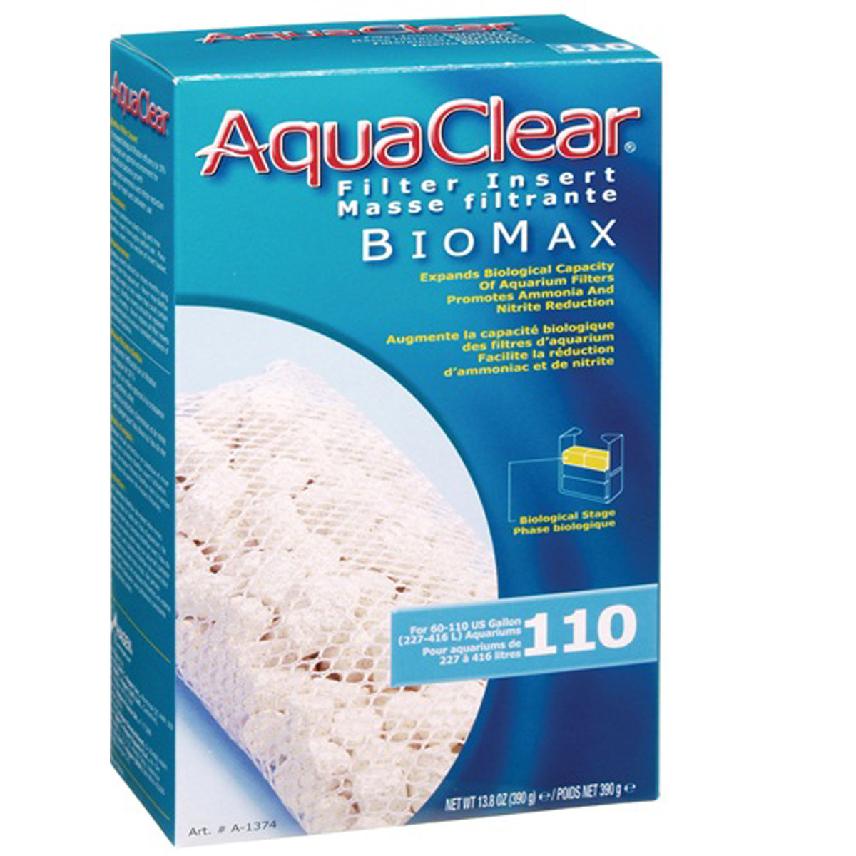HAGEN AQUACLEAR 110 REPUESTO BIOMAX 390 G.