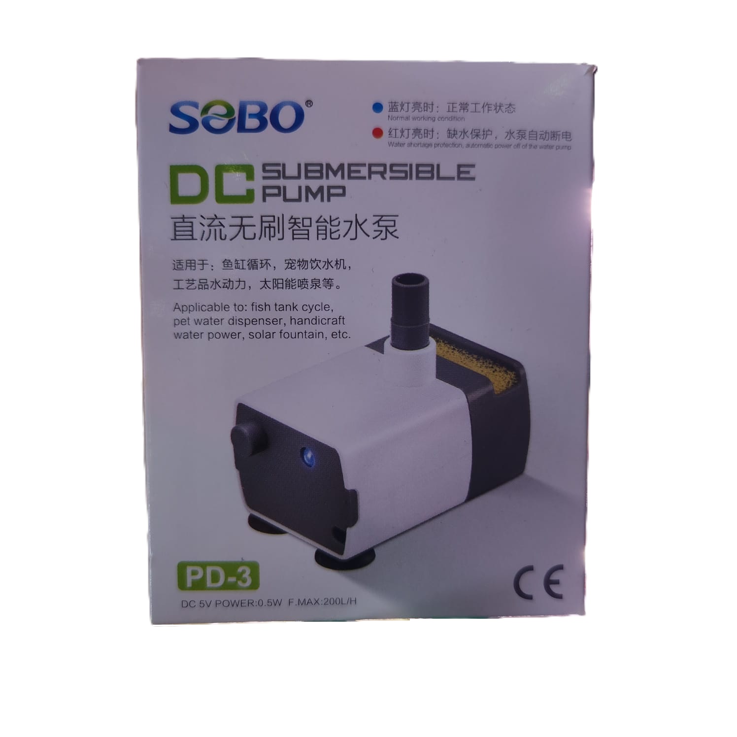 SOBO BOMBA PARA FUENTE PD-3 CON FILTRO ESPONJA 1W 200L/H